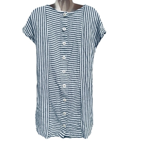 Mini Dress MADEWELL Stripe-Play Button-Back Tee Linen xsmall style g5305 - Picture 3 of 13